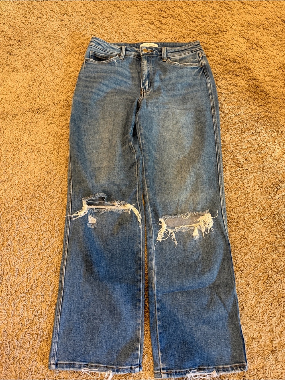 Flying Monkey Wide Leg Distressed Jeans - Blue